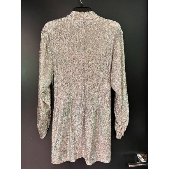 Ronny Kobo Lauper cutout sequin Dress in Silver size M - Picture 3 of 9